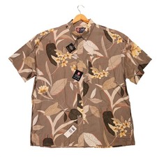 Chaps Ralph Lauren Button Down Shirt Mens XL Brown New Floral Tropical Vintage