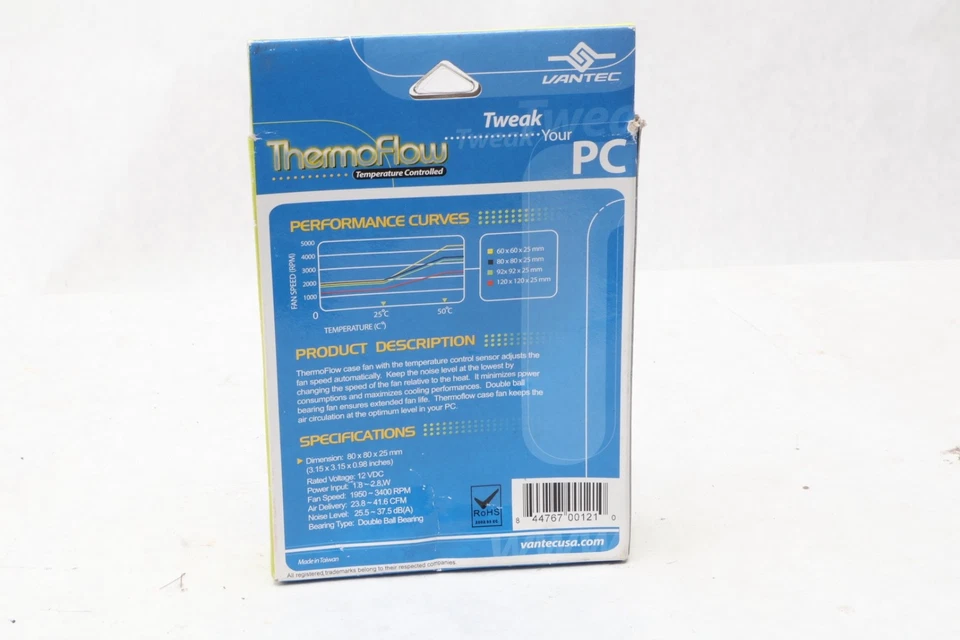 Vantec ThermoFlow TF8025 8CM Case Fan 80mm Computer PC - Image 4 of 4