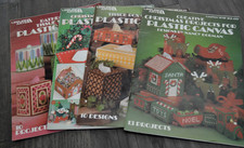 Vtg 80's Plastic Canvas Lot of 4 Leisure Arts Leaflets HOLIDAY CHRISTMAS OTHER