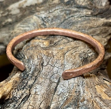 Handmade Hammered Copper Cuff Bracelet Open Bangle Sizable 99.9 