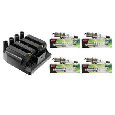 Eldor 1 Ignition Coil 4 Denso Iridium TT Spark Plugs Kit for VW Golf Jetta 2.0L