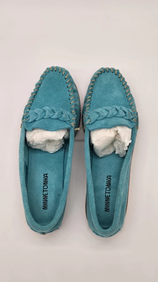 Minnetonka Blue Denim Moccasins Women's Size 8 Casual Comfort Shoes New - Image 3 of 4
