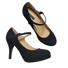 Daily Shoes San Francisco Black Mary Jane Suede Heels Womens Size 8.5 US 38.5 EU