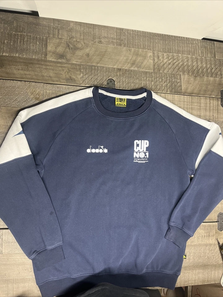 Torneio de futebol juvenil Diadora Coach nº. 1 moletom masculino XL azul branco - Imagem 2 de 4