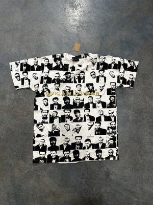 Size L - Duran Duran All Over Faces Print Black And White White Tee OTF (YC) 000