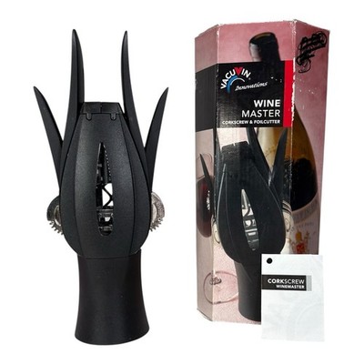Vtg The Original Vacu Vin Winemaster Wing Corkscrew Wine Bottle Opener Black NOB