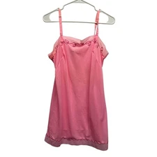 Vintage Carol Brent Pink Nylon Nightgown Slip Dress 1960s Sheer Trim Small READ