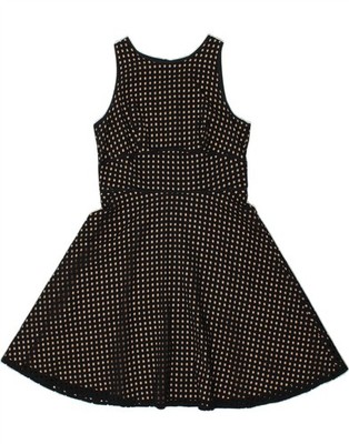 Ann Taylor Loft Damen ärmelloses A-Linien Kleid US 6 Medium schwarz gepunktet BU13