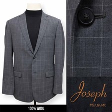 JOSEPH JOS A BANK mens gray WINDOWPANE wool sport coat jacket blazer SLIM 42 L