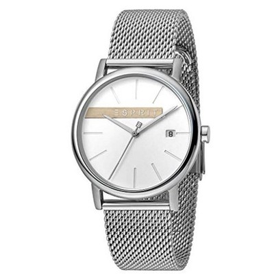 Esprit Herrenuhr einzigartiges Holzdesign mit silbernem Mesharmband UVP 109£
