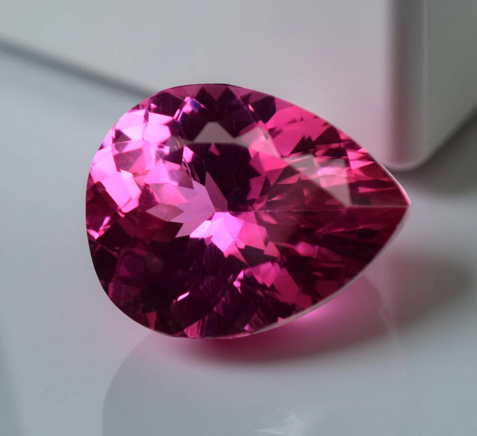 Lab Grown Pink Color Sapphire 12.35 Ct Pear Certified Loose Gemstone - Image 4 of 4