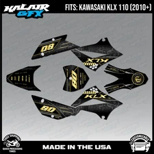Graphics Kit for Kawasaki KLX110 KLX110R/RL (2010-2024) Rift Series - Gold