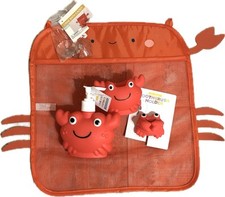 4pc Red Crab Bathroom Set - Soap Dispenser, Bath Caddy, Toothpaste Caddy, Holder