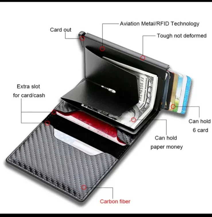 Geldbeutel Slim Wallet mit RFID Schutz Mini Geldbörse Kartenetui Portemonnaie - Bild 4 von 4