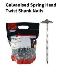 Timco Spring Head Twist Shank Roofing Nails - 65x3.35mm Galvanised Fasteners,1KG