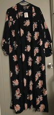 Angie Black Floral Open Front Flyaway Rayon Kimono Cover Up Size Small
