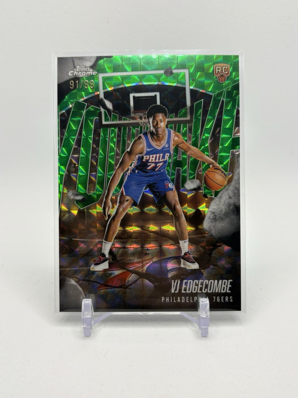 2025/26 Topps Chrome VJ Edgecombe Youthquake Green Geometric Refactor RC /99