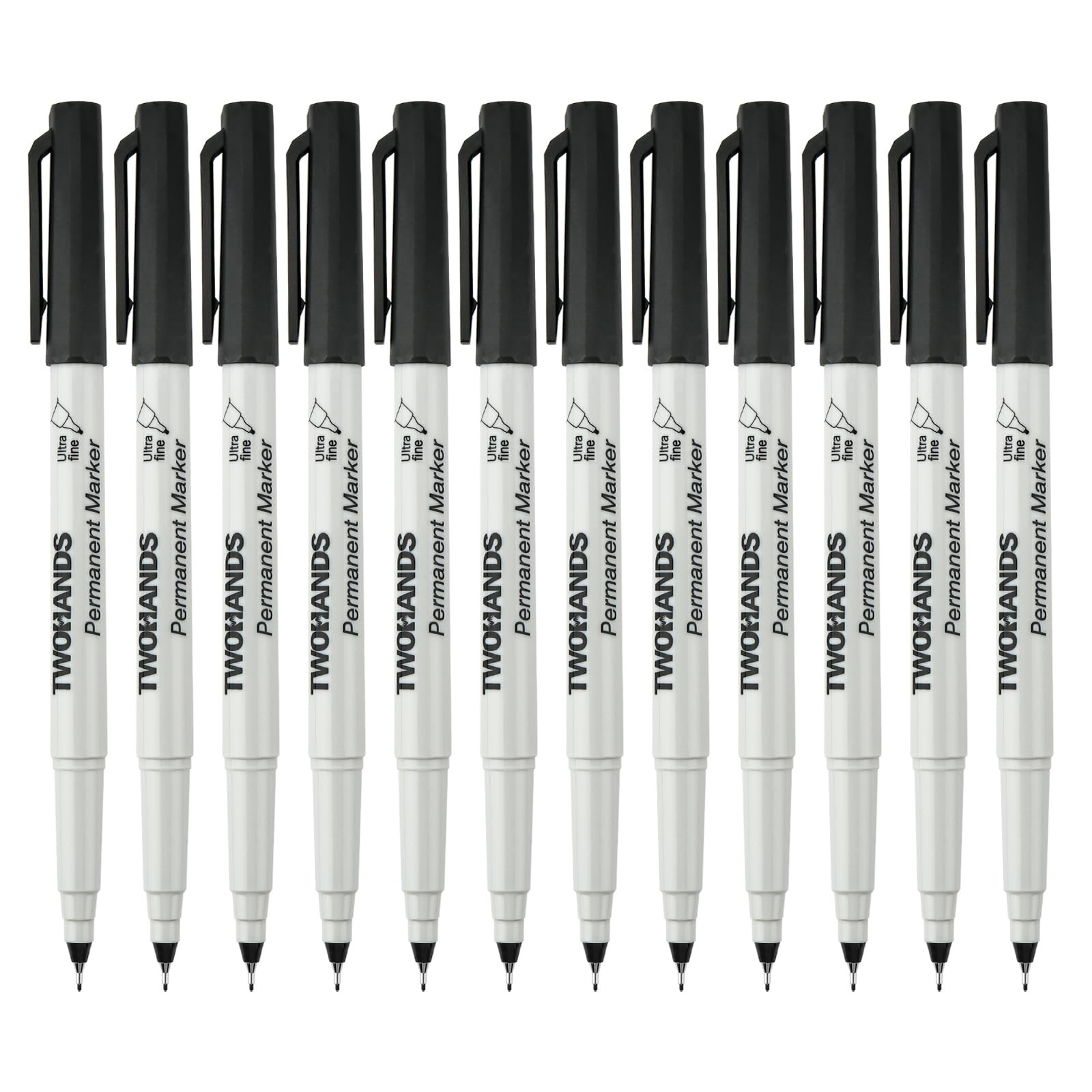 Marqueur permanent pointe superfine lot de 12 feutres noirs indélébiles pour plastique et métal