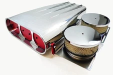 Polish Aluminum Fin Single/Dual Carb 4BBL Red Butterfly Street Air Scoop Blower