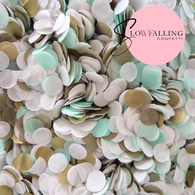 Gold Mint Weiß Mix Papier Konfetti Kreise - Biologisch Abbaubar (Gramm)