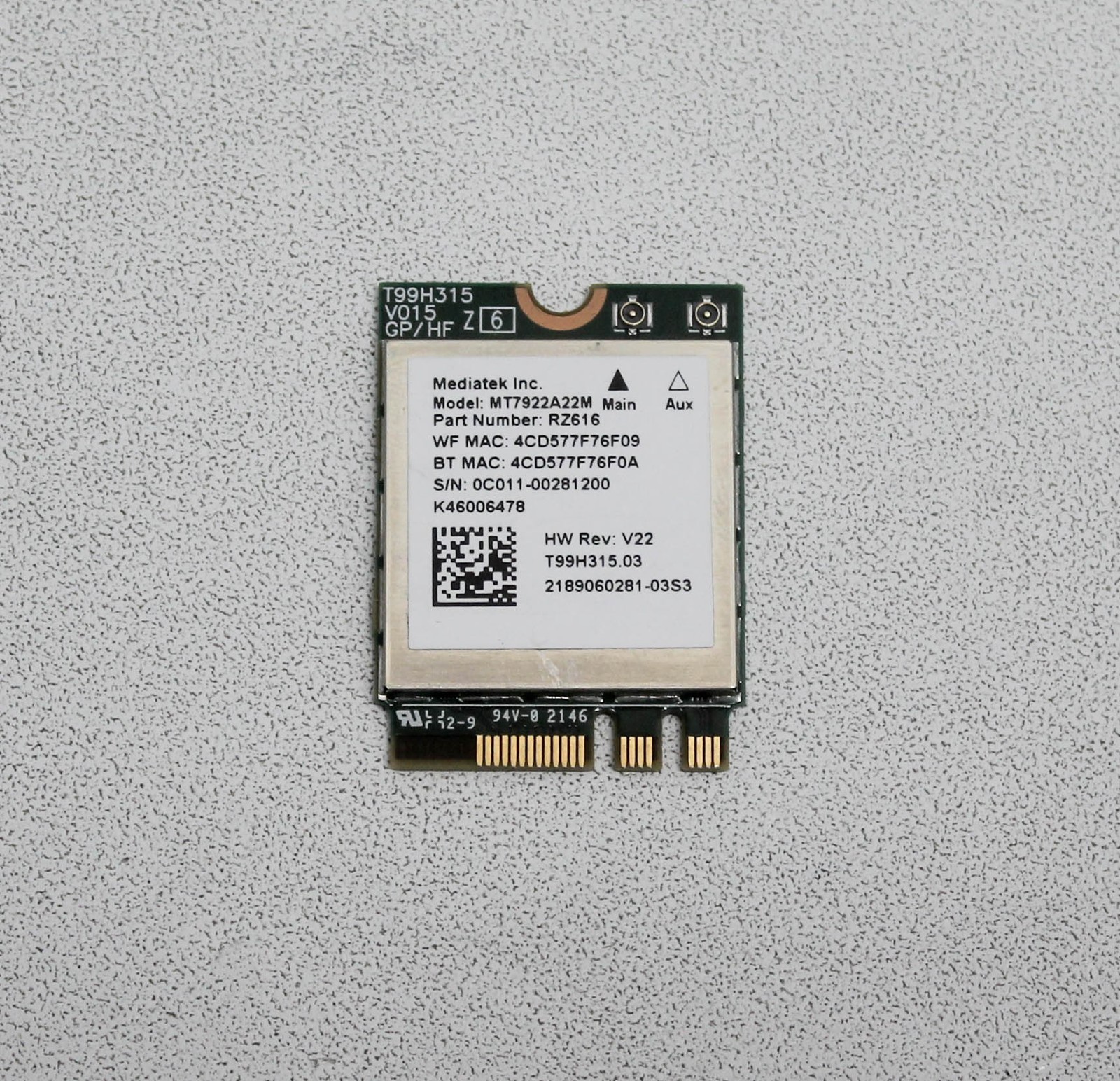 Scheda Wi-Fi 6E MediaTek MT7922A22M M.2 2230 – Bluetooth 5.2, RZ616