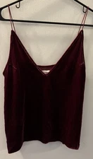 Cami NYC XS Burgundy Red Velvet Silk Rayon Camisole Tank Top