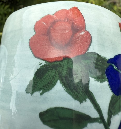 SET 2 Anthropologie Francesca Kaye MUGS Floral Motifs, Aqua, Handcrafted EUC - Picture 6 of 21