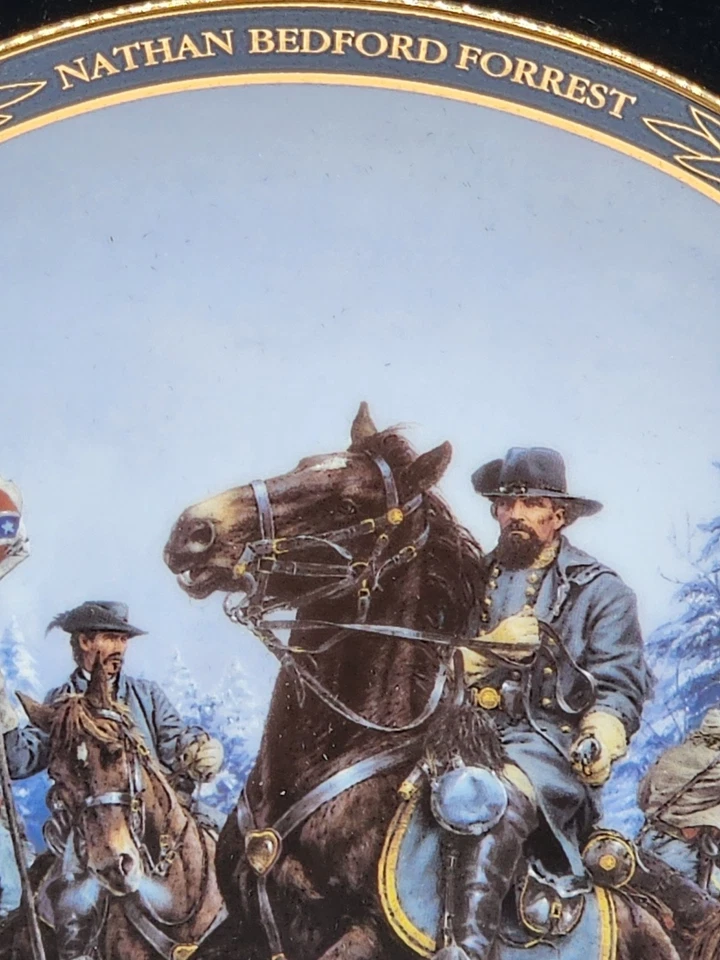 Nathen B. Forrest and Robert E. Lee Bradford Exchange Plates, Wood Framed, 12” D - Image 4 of 4