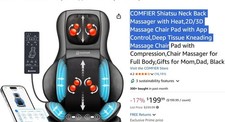  NEW COMFIER Shiatsu Neck Back Massager w Heat,2D/3D Massage Chair Pad with App