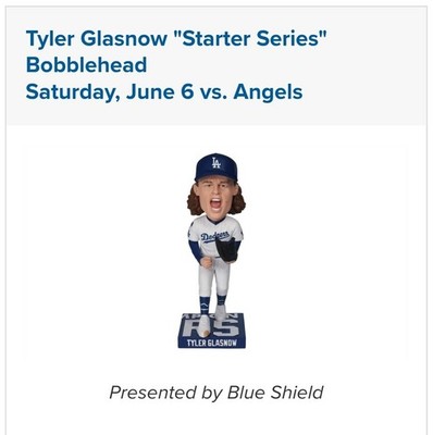 PRESALE 🧢🏆 LA Dodgers Tyler Glasnow Starter Series Bobblehead 6