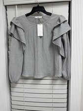 NWT Mango  MNG Women s Gray Pullover Top Ruff...