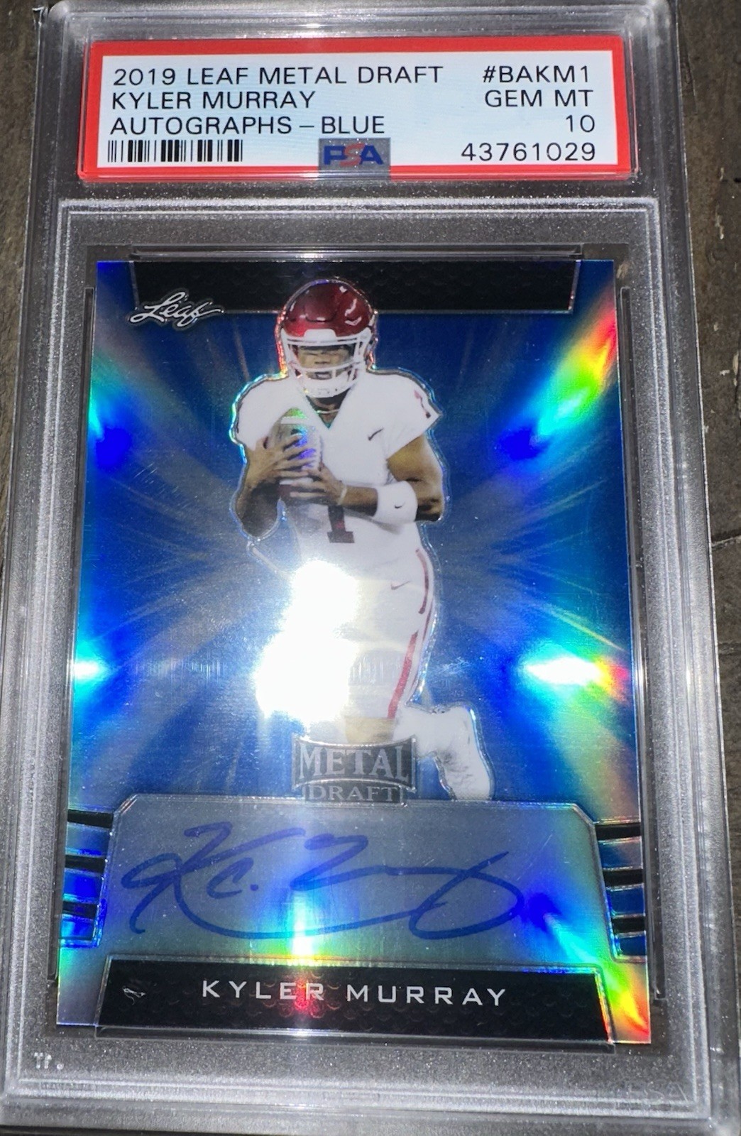 Kyler Murray Leaf Metal Draft Autographs #BAKM1 Blue