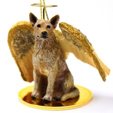 Australian Cattle Dog Ornament Angel Figurine Hand Painted Red