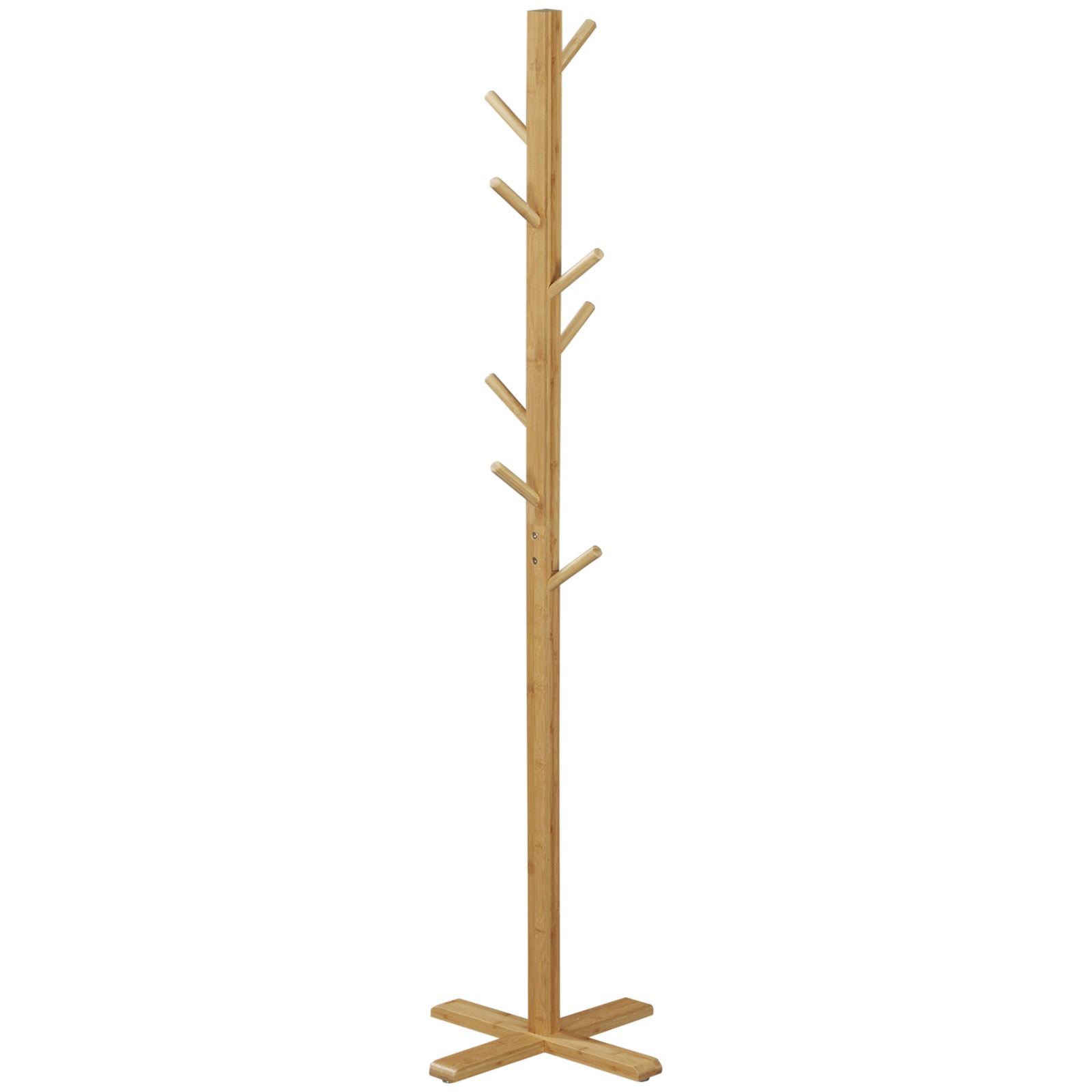 Appendiabiti da Terra Moderno HOMCOM 178cm | 8 Ganci Legno Bambù - 1
