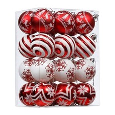 Christmas Ball Ornaments 24 Pieces Red and White Ball Christmas Tree Hanging