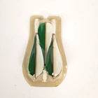 Vintage Farebrother Set Of 3 Turkey Feather Flights - Green & White