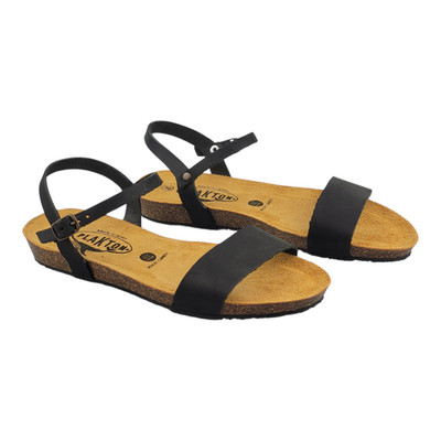 Plakton Schuh Fran Ambo 405725 Negro schwarz Damen Echtleder Riemchensandale