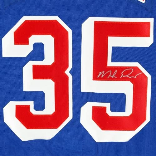 Camiseta deportiva auténtica Adidas azul autografiada de Mike Richter New York Rangers Foto 4 de 4