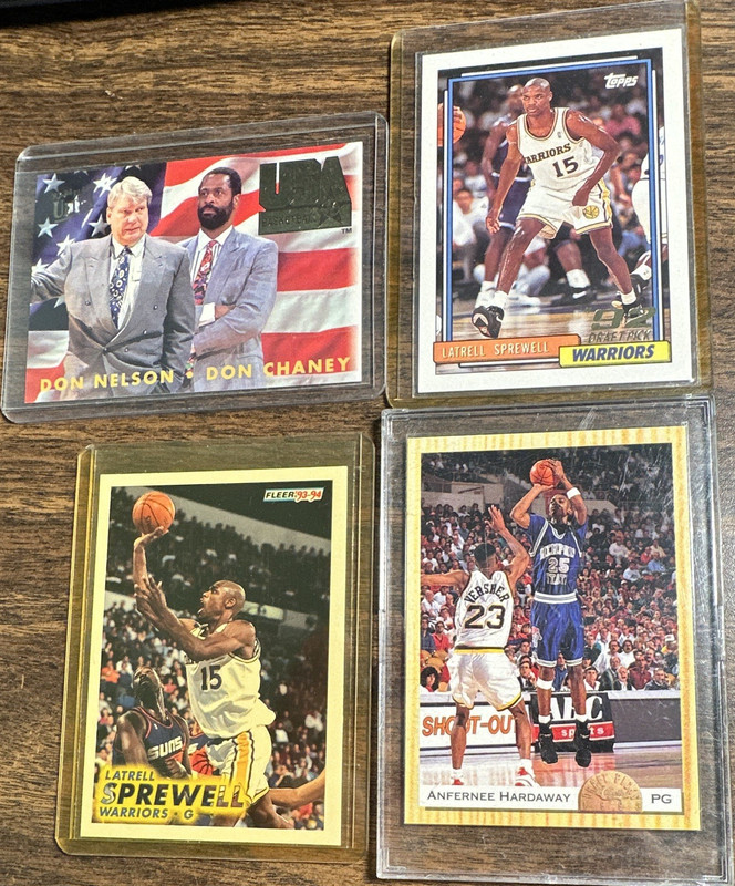 Topps/Fleer/Classic 1993-94 NBA 4-Card Lot Sprewell/Hardaway/Nelson/Chaney