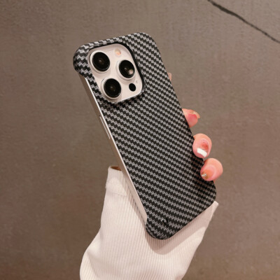 Carbon Fiber Patterned Semi-Wrap Phone Case For iphone 15 14 13 12 11 Pro Max XS