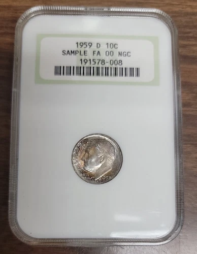 1959 D  Silver Roosevelt Dime - NGC - "Sample" Holder - RARE - Sample FA 00 NGC