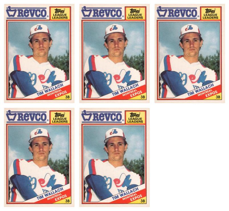 (5) 1988 Topps Revco League Leaders Baseball #6 Tim Wallach Lot Expos