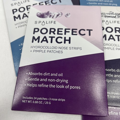 (8) SpaLife POREFECT MATCH Hydrocolloid Nose Strips + Pimple Patches Purple Blue - Picture 2 of 3