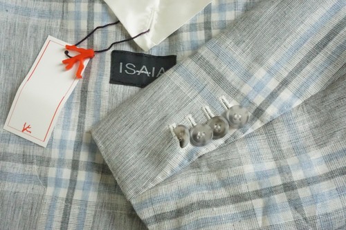 Isaia Canapa Hemp Gray Blue Plaid Sport Coat Jacket Sz 40R BRAND NEW