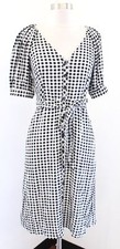 Ann Taylor Black White Gray Gingham Plaid Tie Waist Button Front Shirt Dress 2