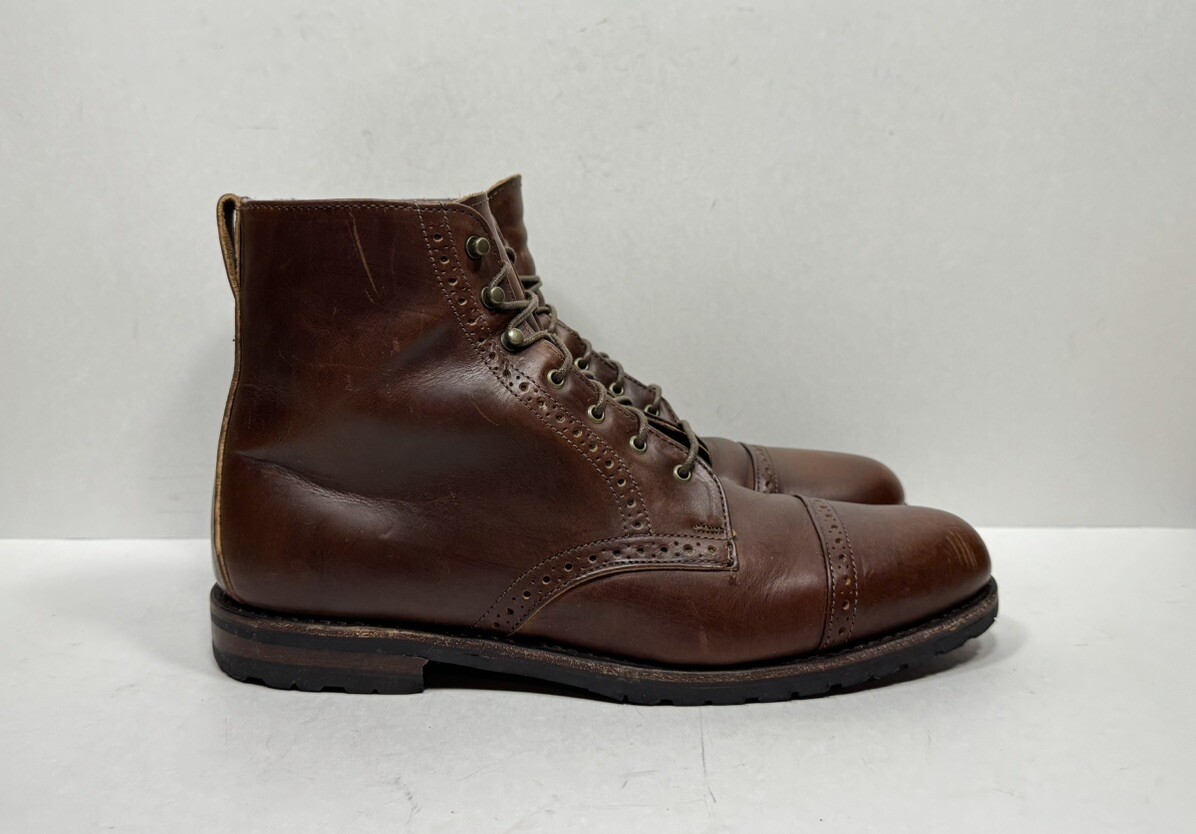 SAOLA Stivali derby Allen Edmonds Bayfield in pelle marrone punta a cappuccio da uomo taglia 10 B