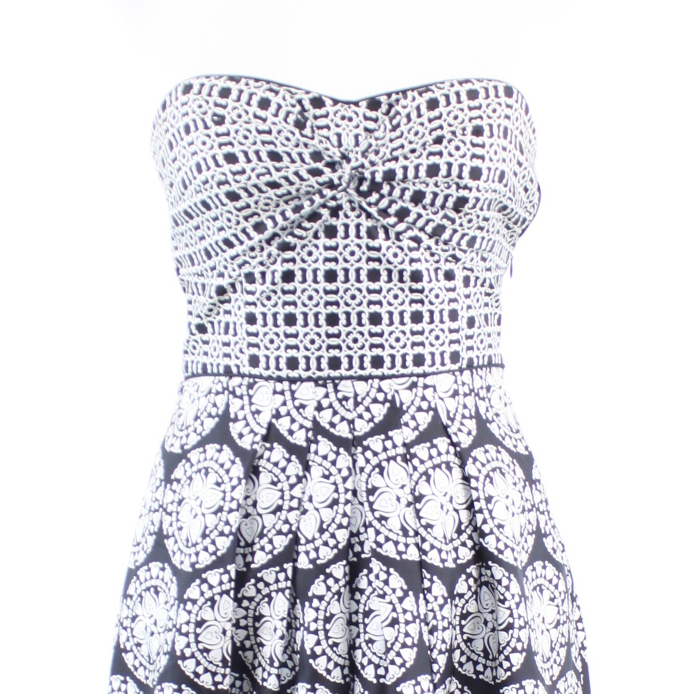 Black white geometric 100% silk WHITE HOUSE BLACK MARKET A-line dress 2