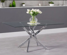 DENVER/DETROIT 160CM RECTANGULAR GLASS DINING TABLE
