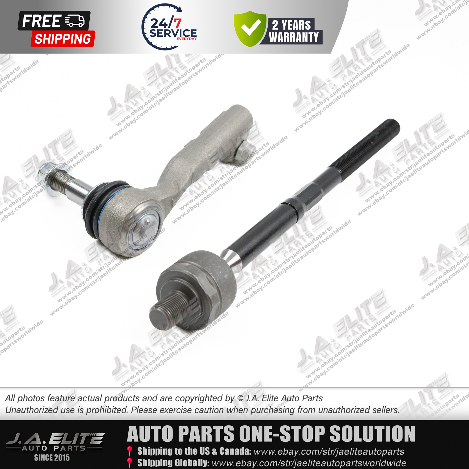 2pcs Left Inner & Outer Tie Rod Ball Joint fit Rolls-Royce Cullinan
