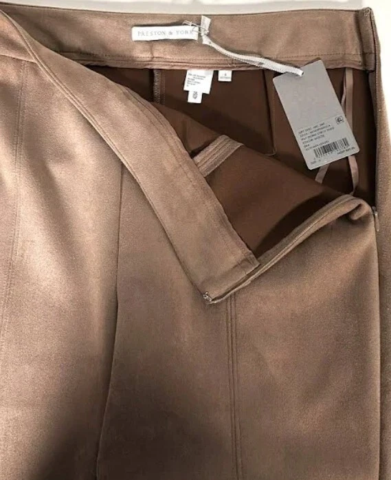 $89 Preston & York брюки женский размер 6 желтовато-коричневый замши прямой ноги высоты лодыжки - Изображение 3 из 4